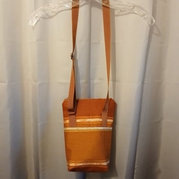 New Southwestern Travel Sling Crossbody Bag Purse Golden Brown Sarape Stripe - Picture 7 of 10